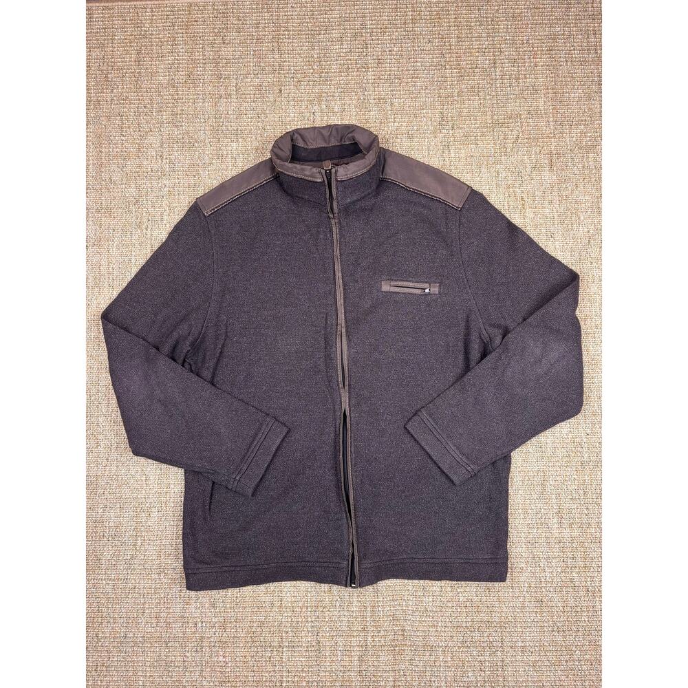 🧥 Johnston & Murphy Full Zip Sweater Jacket | Size XL | Charcoal Brown